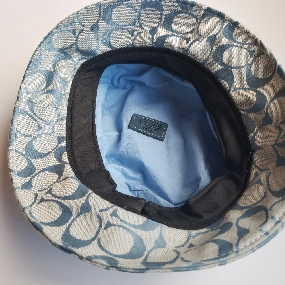Coach Logo Blue Bucket Hat Canvas - Picture 4 of 4